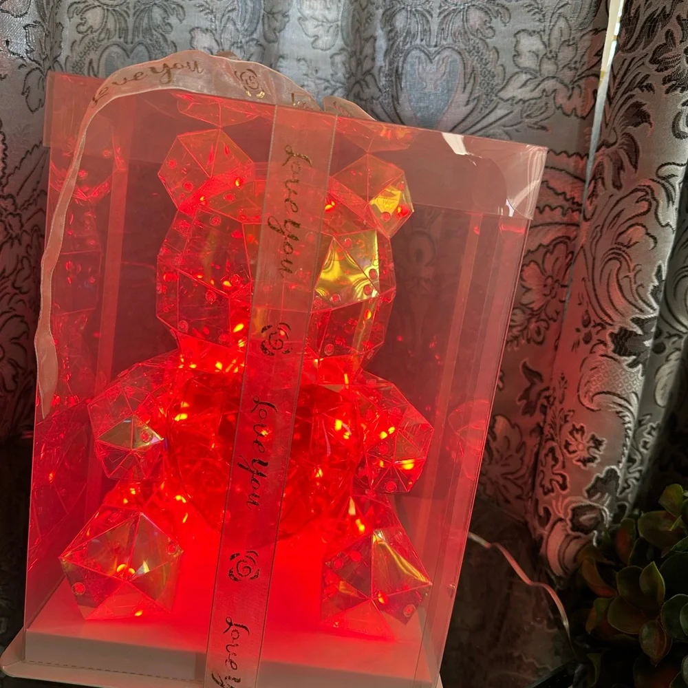 Luminous Glow Holographic Iridescent 12”Teddy Bear LED Light Gift Box